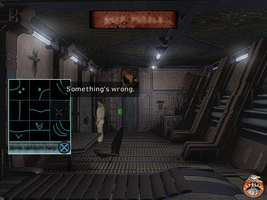 In a dimly lit sci-fi adventure control room, glowing screens flicker around a mysterious figure by the chair. A map of lunar seismic activities pulses urgently, and The Ward Microsoft Windows PC CD ominously declares, Somethings wrong.