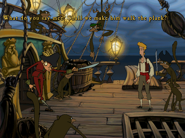 Monkey Island game
The Curse of Monkey Island
Guybrush Threepwood adventure
humorous puzzle games
adventure games with cartoon graphics
point and click adventure
comedy adventure game
pirate adventure game
SVGA graphic games
games with voice-overs
Full Throttle interface
interactive object games
cursed ring storyline
save Elaine game
archenemy LeChuck
game difficulty levels
Elaine gold statue
pirate themed adventure
classic adventure series
90s adventure games
LucasArts game
funny pirate games
treasure hunt