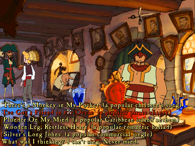 Monkey Island game
The Curse of Monkey Island
Guybrush Threepwood adventure
humorous puzzle games
adventure games with cartoon graphics
point and click adventure
comedy adventure game
pirate adventure game
SVGA graphic games
games with voice-overs
Full Throttle interface
interactive object games
cursed ring storyline
save Elaine game
archenemy LeChuck
game difficulty levels
Elaine gold statue
pirate themed adventure
classic adventure series
90s adventure games
LucasArts game
funny pirate games
treasure hunt