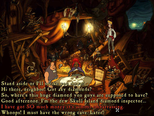 Monkey Island game
The Curse of Monkey Island
Guybrush Threepwood adventure
humorous puzzle games
adventure games with cartoon graphics
point and click adventure
comedy adventure game
pirate adventure game
SVGA graphic games
games with voice-overs
Full Throttle interface
interactive object games
cursed ring storyline
save Elaine game
archenemy LeChuck
game difficulty levels
Elaine gold statue
pirate themed adventure
classic adventure series
90s adventure games
LucasArts game
funny pirate games
treasure hunt