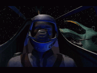 A pilot in a space helmet sits inside the cockpit, surrounded by a starry sky and the green expanse of a spaceship. The experience mirrors navigating a pre-rendered shooter, similar to the thrill found in Deadly Tide Disc 1-4 for Microsoft Windows PC CDs undersea vehicle escapades.
