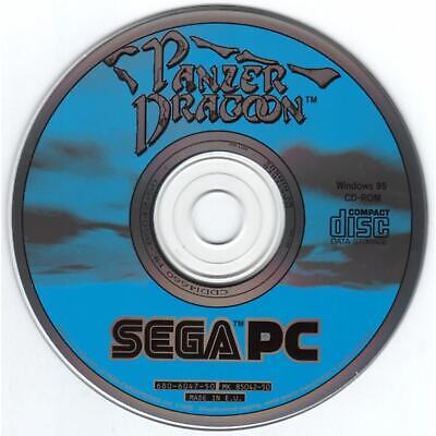 Gently used Panzer Dragoon Microsoft Windows PC CD with Sega PC branding (blue background, black text) in paper sleeve for Windows 95.