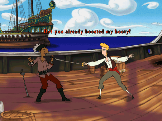 Monkey Island game
The Curse of Monkey Island
Guybrush Threepwood adventure
humorous puzzle games
adventure games with cartoon graphics
point and click adventure
comedy adventure game
pirate adventure game
SVGA graphic games
games with voice-overs
Full Throttle interface
interactive object games
cursed ring storyline
save Elaine game
archenemy LeChuck
game difficulty levels
Elaine gold statue
pirate themed adventure
classic adventure series
90s adventure games
LucasArts game
funny pirate games
treasure hunt