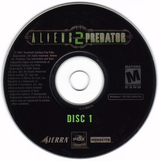 Aliens VS Predator 2 Disc 1 Microsoft Windows PC CD