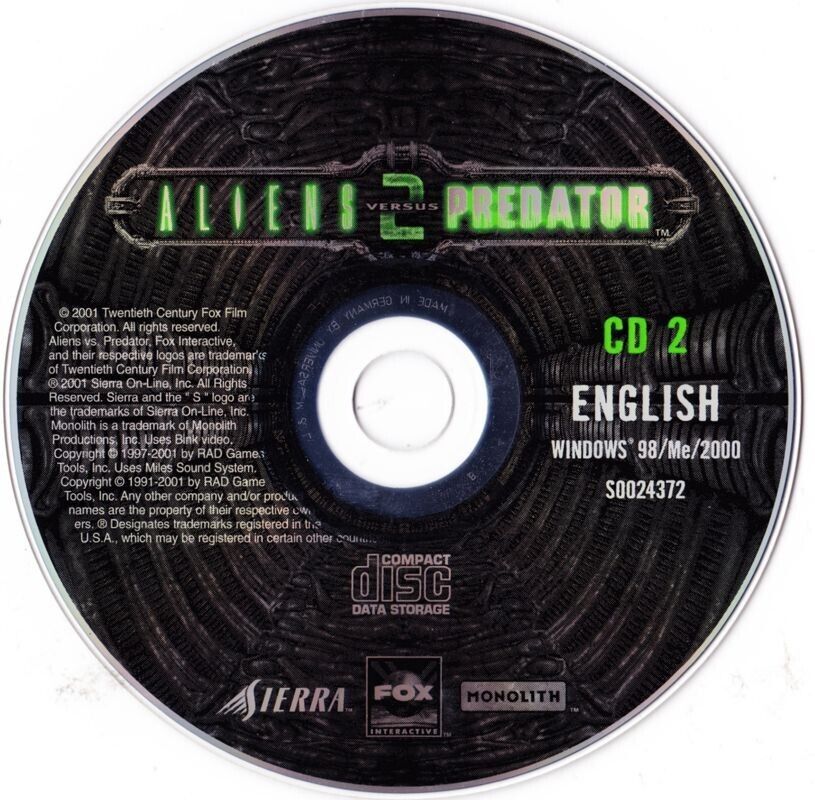 Aliens VS Predator 2 Disc 2 Microsoft Windows PC CD