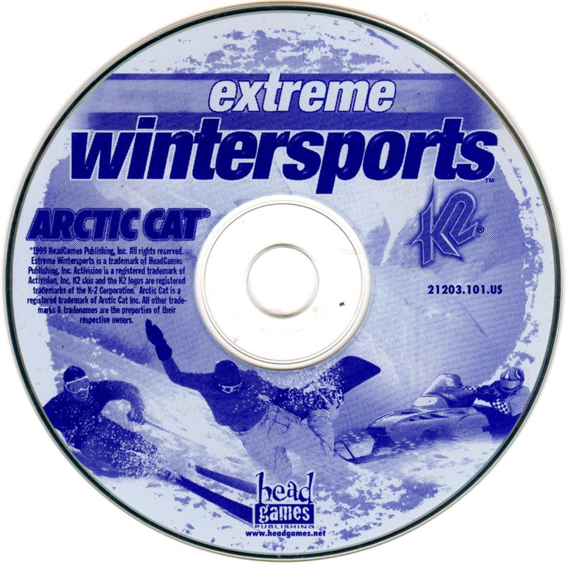 The CD, Extreme Wintersports for Microsoft Windows PC, features skiers and snowmobilers on its paper sleeve. Its perfect for collectors of used discs and displays logos for Head Games and K2 Interactive with copyright info, ready to ship via USPS.
