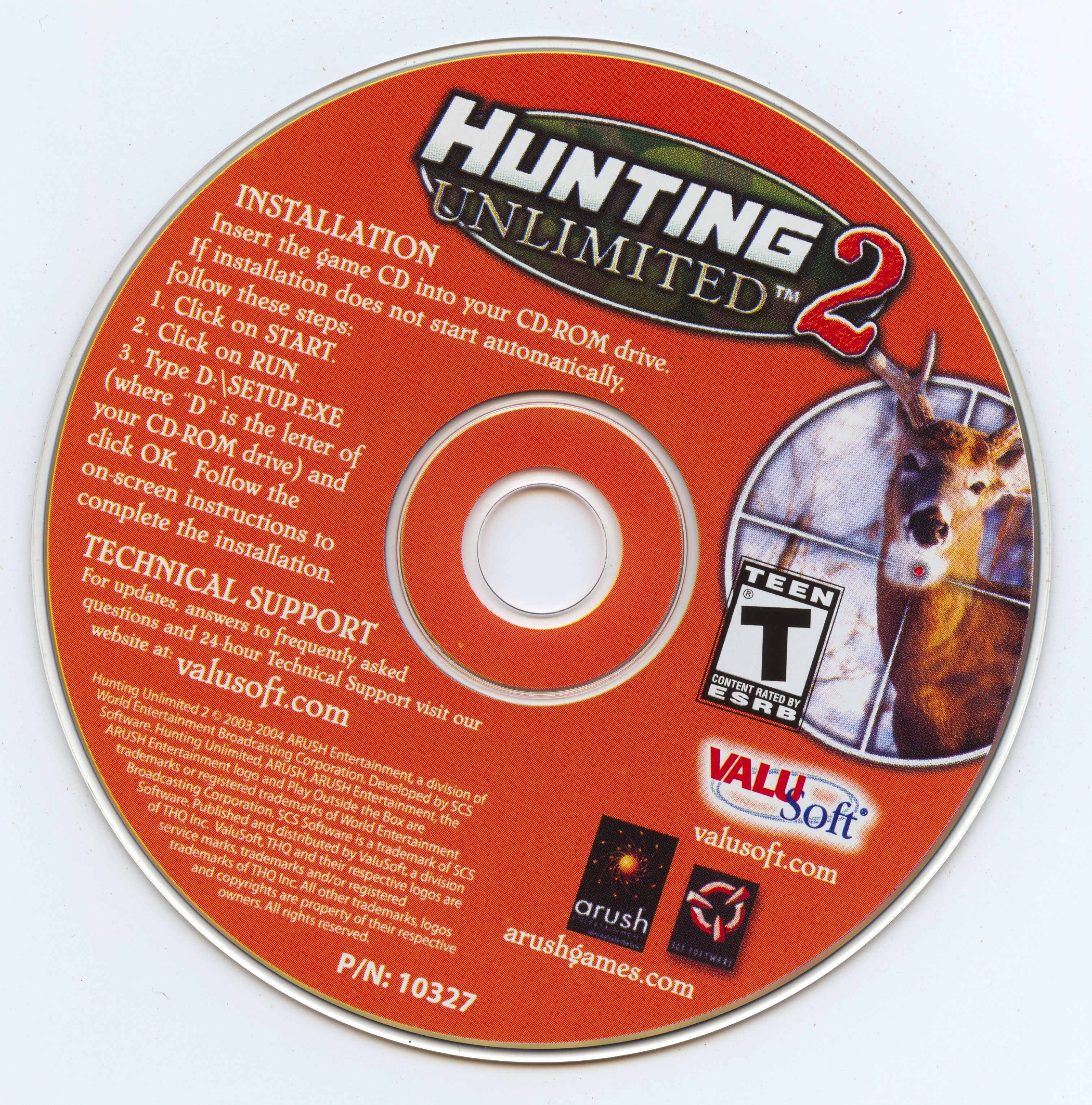 Pre-owned Hunting Unlimited 2 Microsoft Windows PC CD (10327) by ValuSoft/ARUSH Entertainment. Installation instructions on disc with buck image. ESRB Teen. Ships via USPS.