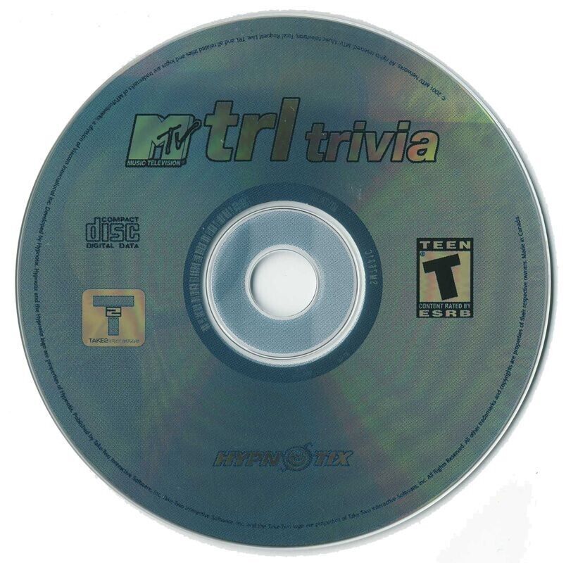A gently used MTV Total Request Live Trivia CD for Microsoft Windows, rated Teen by the ESRB and featuring MTV and Hypnotix logos.