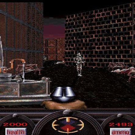 In Angst: Rahzs Revenge, a 1996 MS-DOS game for Windows, you aim at skeletal foes in a dark, industrial setting. Flickering health and ammo bars recall old CDs spinning in their cases as every precise move echoes the nostalgia of uncovering treasures from dusty paper sleeves.
