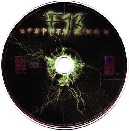 A gently used CD titled Stephen Kings F13 Ctrl Alt Shiver, featuring striking green lightning graphics and logos for Teen ESRB, DirectX, and Blue Byte.