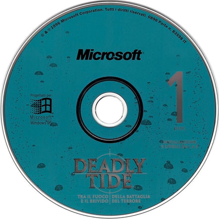 The Deadly Tide Disc 1-4 for Microsoft Windows PC CD, meant for Windows 95, comes in a paper sleeve. Gently used, this item is a treasure and ships via USPS First Class for quick delivery.